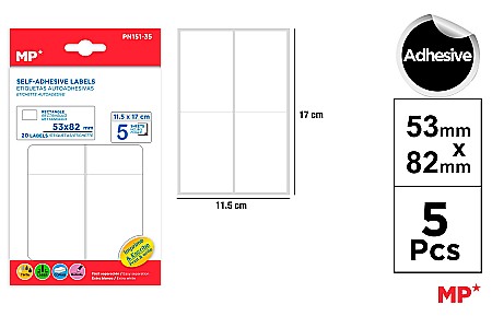 Etichete autoadezive - ETICHETE ADEZIVE IPB 53*82MM 5 COLI/SET 20 BUCATI PN151-35