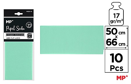 Umpluturi pentru cadouri - HARTIE DE MATASE IPB 50*66CM 10/SET VERDE DESCHIS PN221-12