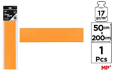 Hartie Creponata, Hartie Glasata - HARTIE CREPONATA IPB 50*200CM 17GR PORTOCALIU DESCHIS PN222-07