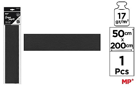 Hartie Creponata, Hartie Glasata - HARTIE CREPONATA IPB 50*200CM 17GR NEGRU PN222-23