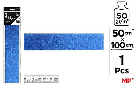 Hartie Creponata, Hartie Glasata - HARTIE CREPONATA IPB 50*100CM 50GR ALBASTRU METALIZAT PN223-06
