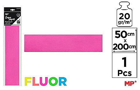 Hartie Creponata, Hartie Glasata - HARTIE CREPONATA IPB 50*200CM 20GR ROZ FLUORESCENT PN224-05
