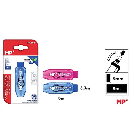 Corector fluid cu pasta corectoare - MINI BANDA CORECTOARE IPB CU CLICK RETRACTABILA 5MM*5M PA403