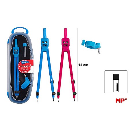 Compas scolar - COMPAS IPB 140MM 3 PIESE 2 CULORI PA124C