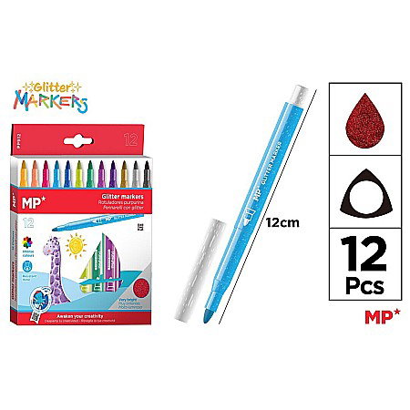 RECHIZITE SCOLARE IPB - CARIOCI IPB GLITTER 12 CULORI/SET PP912