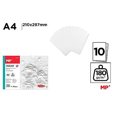 Hartie si carton colorate - CARTON ALB IPB A4 180GR 10/SET PN211B-A4