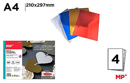 Hartie si carton colorate - CARTON METALIZAT IPB A4 180GR 4/SET PN216-A4