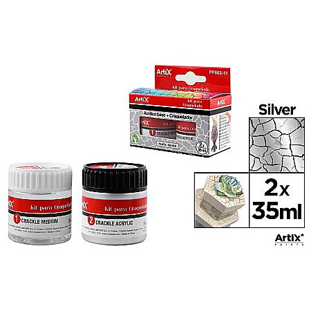 Lacuri/ Mediumuri - KIT CRAPARE IPB 35ML LAC MEDIUM + VOPSEA ACRILICA ARGINTIU PP665-11