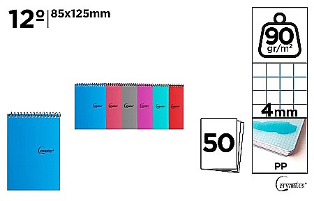 Blocnotes - NOTES IPB PP 85*125MM SPIRA 50F PATRATELE CULORI ASORTATE PB192