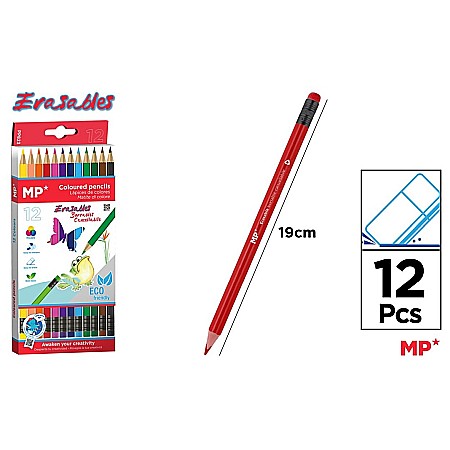 Creioane colorate - CREIOANE COLORATE IPB TRIUNGHIULARE CU RADIERA 12/SET PP823