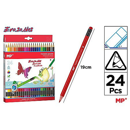 RECHIZITE SCOLARE IPB - CREIOANE COLORATE IPB TRIUNGHIULARE CU RADIERA 24/SET PP825