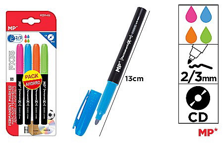 Markere copii - MARKER PERMANENT IPB PENTRU CD 2/3MM 4/SET CULORI PASTEL PE511-02