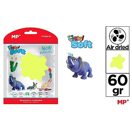 Foam clay, silk clay - PASTA MODELARE IPB FLEXI SOFT 60GR GALBEN NEON PY034-02