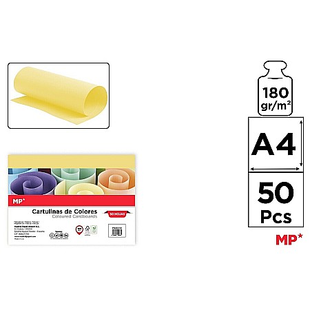 Hartie si carton colorate - CARTON COLOR IPB A4 180GR 50/SET GALBEN MEDIU PN463-50