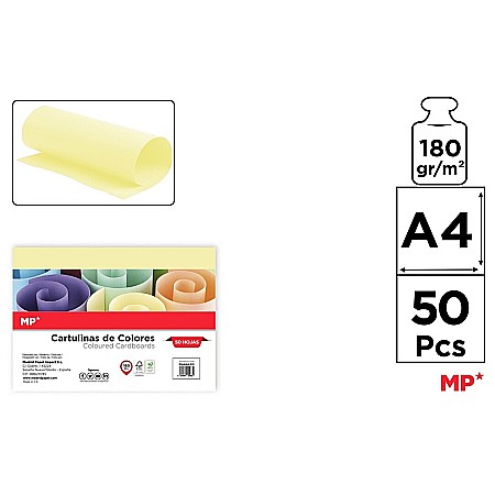 Hartie si carton colorate - CARTON COLOR IPB A4 180GR 50/SET GALBEN PN464-50