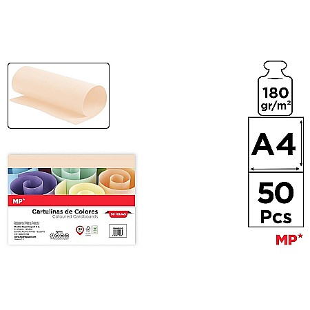 RECHIZITE SCOLARE IPB - CARTON COLOR IPB A4 180GR 50/SET CREM PN465-50