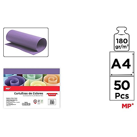 Hartie si carton colorate - CARTON COLOR IPB A4 180GR 50/SET MOV PN472-50