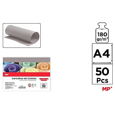 Hartie si carton colorate - CARTON COLOR IPB A4 180GR 50/SET GRI PN479-50