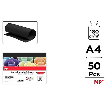 RECHIZITE SCOLARE IPB - CARTON COLOR IPB A4 180GR 50/SET NEGRU PN480-50