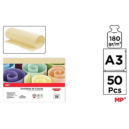 HARTIE PRODUSE DIN HARTIE - CARTON COLOR IPB A3 180GR 50/SET GALBEN PN429A3-05