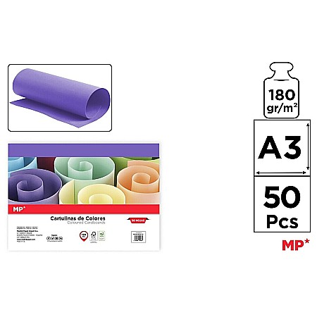HARTIE PRODUSE DIN HARTIE - CARTON COLOR IPB A3 180GR 50/SET MOV PN429A3-13