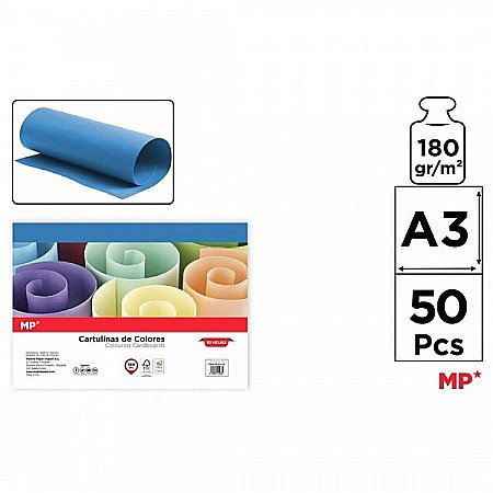 HARTIE PRODUSE DIN HARTIE - CARTON COLOR IPB A3 180GR 50/SET ALBASTRU PN429A3-15