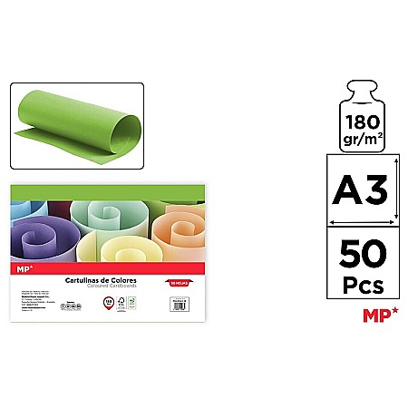 HARTIE PRODUSE DIN HARTIE - CARTON COLOR IPB A3 180GR 50/SET VERDE IARBA PN429A3-18