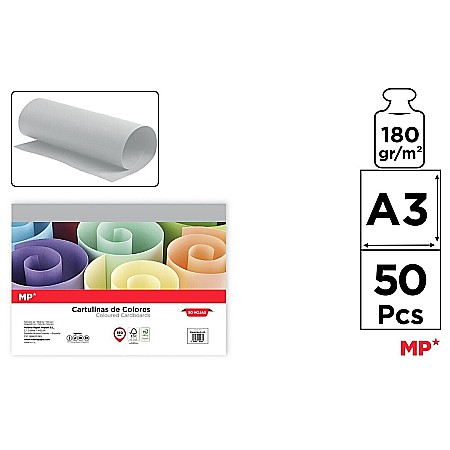 HARTIE PRODUSE DIN HARTIE - CARTON COLOR IPB A3 180GR 50/SET GRI PN429A3-20