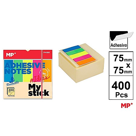 Notite autoadezive - POST IT CUB IPB 75*75MM CU STICK INDEX STEAG 400/SET GALBEN PASTEL PN180