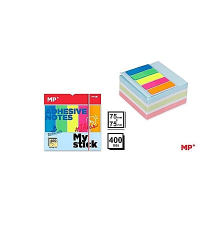 Notite autoadezive - POST IT CUB IPB 75*75MM CU STICK INDEX STEAG 400/SET COLOR PN181