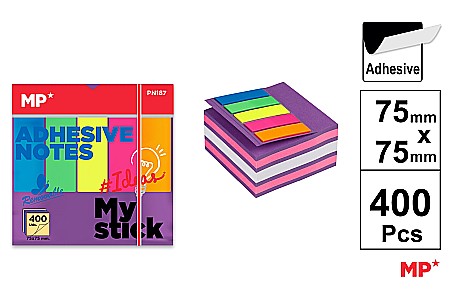 HARTIE PRODUSE DIN HARTIE - POST IT CUB IPB 75*75MM CU STICK INDEX STEAG 400/SET CULORI INTENSE PN187