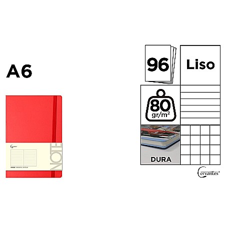 Agende nedatate - NOTES IPB A6 CERVANTES CU ELASTIC 96F ROSU AR/ DR/ VE PB648