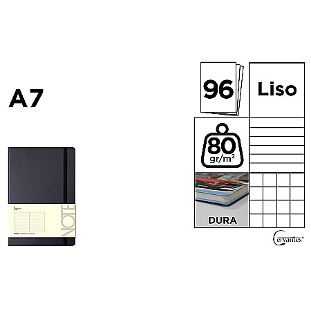 Agende nedatate - NOTES IPB A7 CERVANTES CU ELASTIC 96F NEGRU AR/ DR/ VE PB652