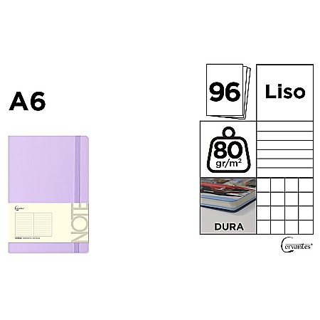 Agende nedatate - NOTES IPB A6 CERVANTES CU ELASTIC 96F MOV PASTEL AR/ DR/ VE PB663
