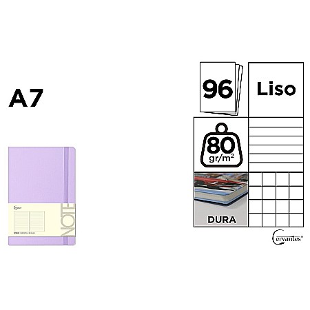 Carnetele, notesuri pt studenti - NOTES IPB A7 CERVANTES CU ELASTIC 96F MOV PASTEL AR/ DR/ VE PB664