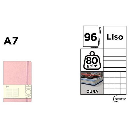 Carnetele notite copii - NOTES IPB A7 CERVANTES CU ELASTIC 96F CORAL PASTEL AR/DR/VE PB667
