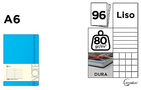 Carnetele notite copii - NOTES IPB A6 CERVANTES CU ELASTIC 96F ALBASTRU AZUR PB684