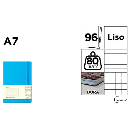Agende nedatate - NOTES IPB A7 CERVANTES CU ELASTIC 96F ALBASTRU AZUR AR/ DR/ VE PB685
