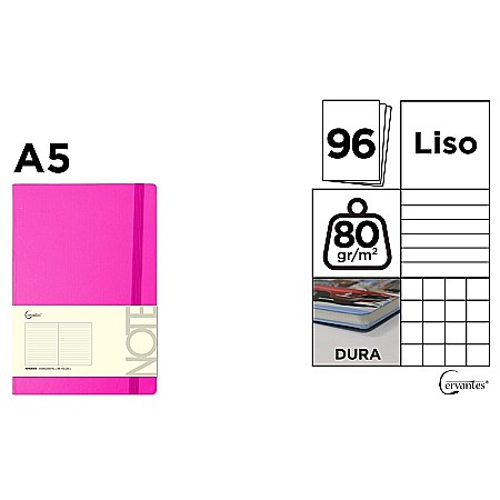 Agende nedatate - NOTES IPB A5 CERVANTES CU ELASTIC 96F ROZ INTENS AR/ DR/ VE PB689