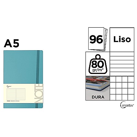 Agende nedatate - NOTES A5 IPB CERVANTES CU ELASTIC 96F ANTRACIT AR/ DR/ VE PB805