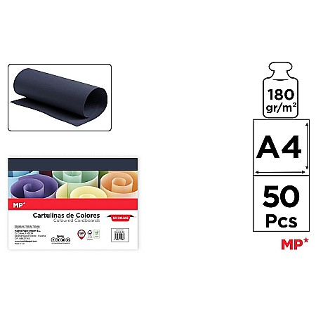 Hartie si carton colorate - CARTON COLOR IPB A4 180GR 50/SET ALBASTRU INCHIS PN482-50