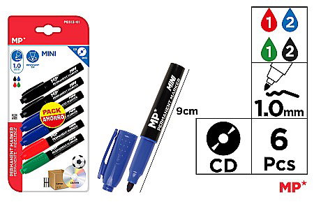 Markere copii - MINI MARKER PERMANENT IPB 1.0MM 6/SET PE513-01