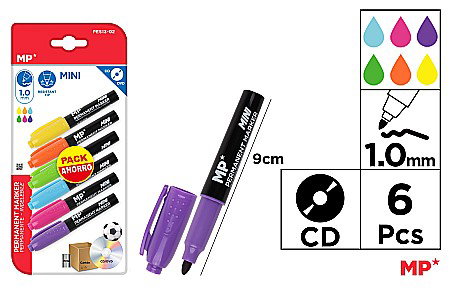 Markere copii - MINI MARKER PERMANENT IPB 1.0MM 6 CULORI/SET PE513-02