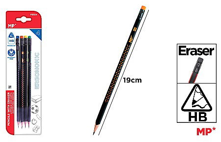 Creioane - CREION GRAFIT IPB HB CU RADIERA 4/SET PE324