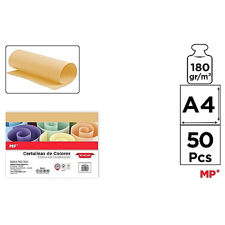 RECHIZITE SCOLARE IPB - CARTON COLOR IPB A4 180GR 50/SET AURIU PN490-50