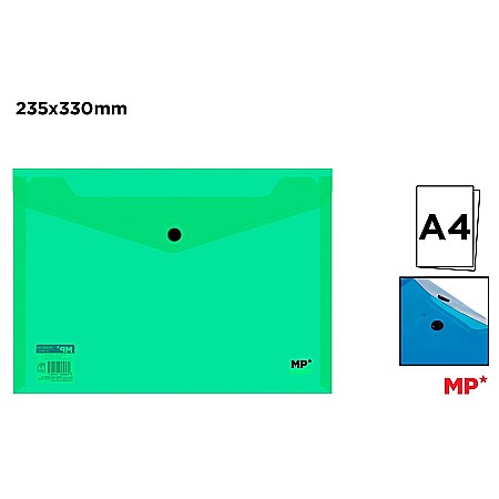 Mape tip plic cu capsa - MAPA PLASTIC IPB A4 CU CAPSA VERDE TRANSPARENT PC543-07
