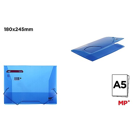 Dosar plic din plastic cu elastic - DOSAR PLIC PP A5 IPB CU ELASTIC ALBASTRU AZUR TRANSLUCID PC554-04