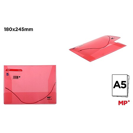 Dosar plic din plastic cu elastic - DOSAR PLIC PP A5 IPB CU ELASTIC CORAL TRANSLUCID PC554-12