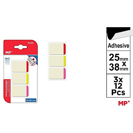 Indecsi autoadezivi, pagemarkere - INDEX ADEZIV IPB PAGE MARKERS 25*38MM 3*12PCS PN310