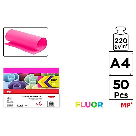 Hartie si carton colorate - CARTON COLOR IPB A4 220GR 50/SET FUCSIA NEON PN483-50